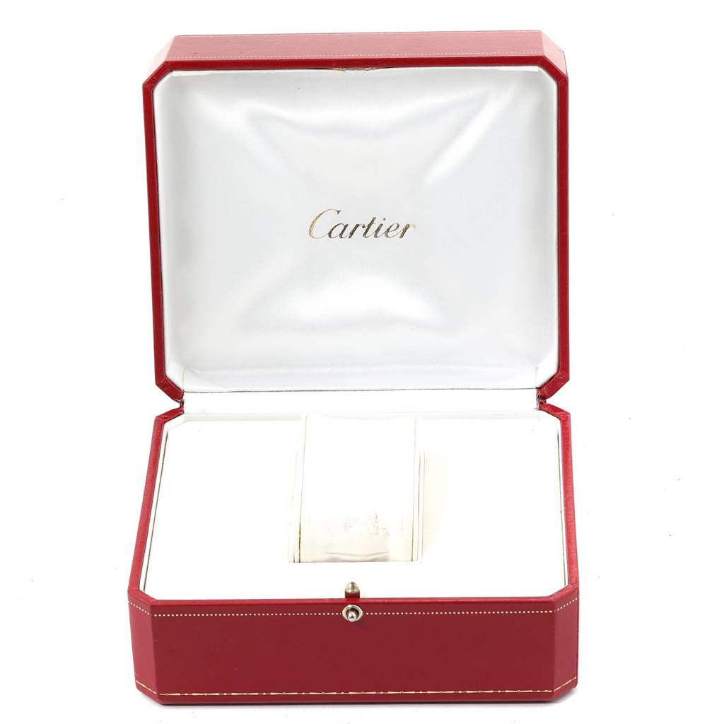 The image shows the open case of a Cartier Tank Francaise W51007Q4 Women's Steel and Gold (two tone) Silver Dial W51007Q4 Women's Steel and Gold (two tone) Silver Dial watch.