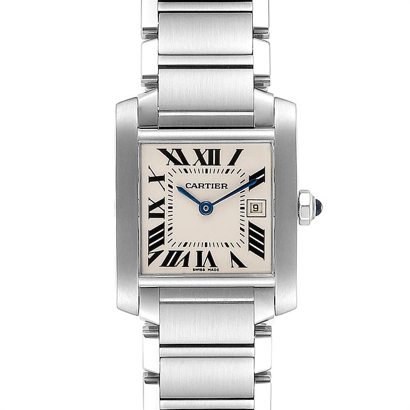 Cartier Tank Francaise Midsize 25mm Steel Ladies Watch W51011Q3 SwissWatchExpo