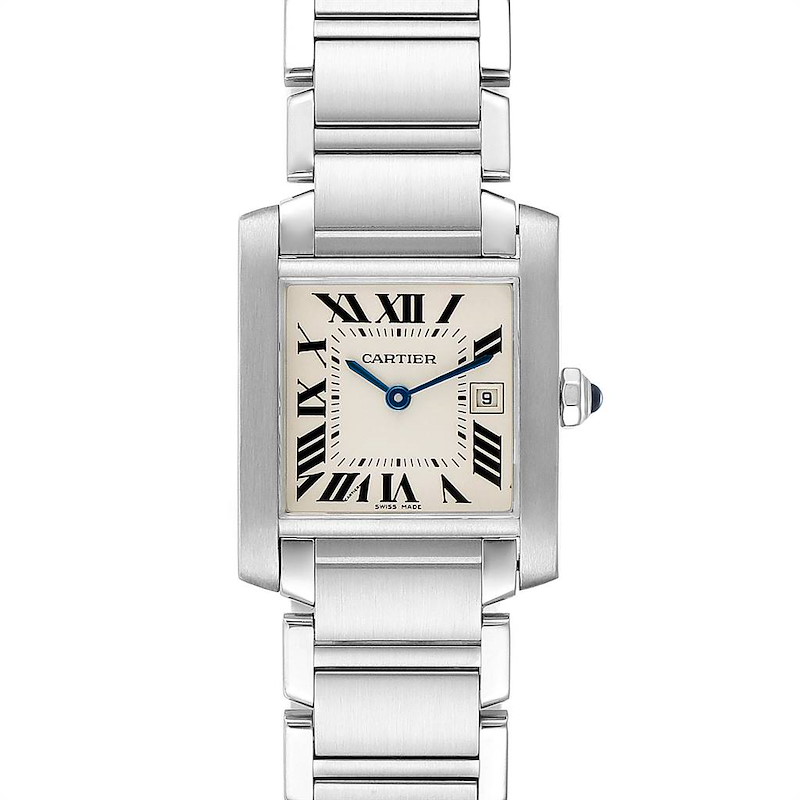 Cartier Tank Francaise Midsize Medium Steel Ladies Watch W51011Q3 SwissWatchExpo