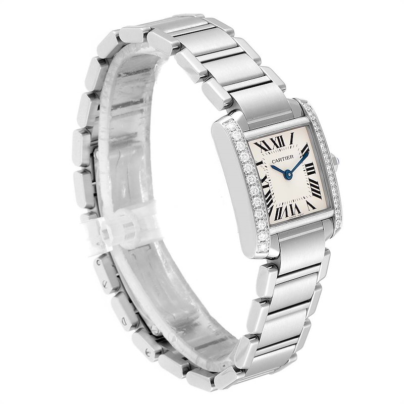 Cartier Tank Francaise Small Steel Diamond Ladies Watch W4TA0008