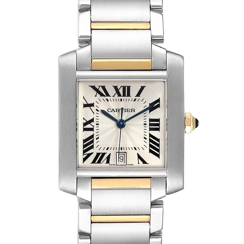 Cartier Tank Francaise Steel Yellow Gold Automatic Mens Watch W51005Q4 SwissWatchExpo