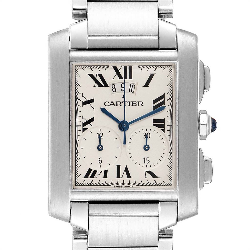 Cartier Tank Francaise Chrongraph Steel Mens Watch W51024Q3 Box   Cartier Tank Francaise Chrongraph Steel Mens Watch W51024q3 Box 307491 B 