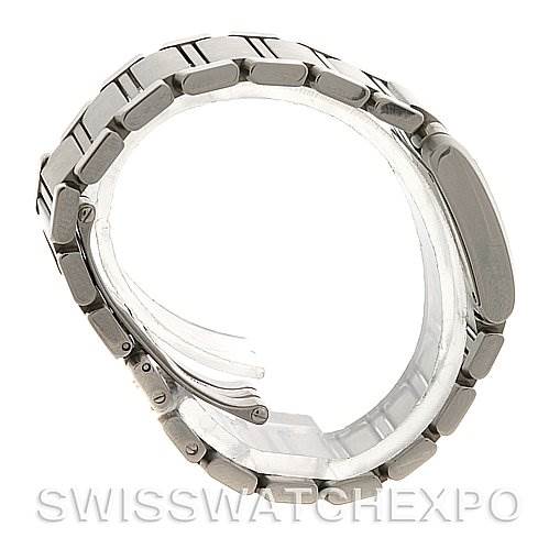 This image shows the side profile and bracelet links of a Cartier Tank Francaise W51008Q3 Women's Stainless Steel White Dial W51008Q3 Women's Stainless Steel White Dial watch.