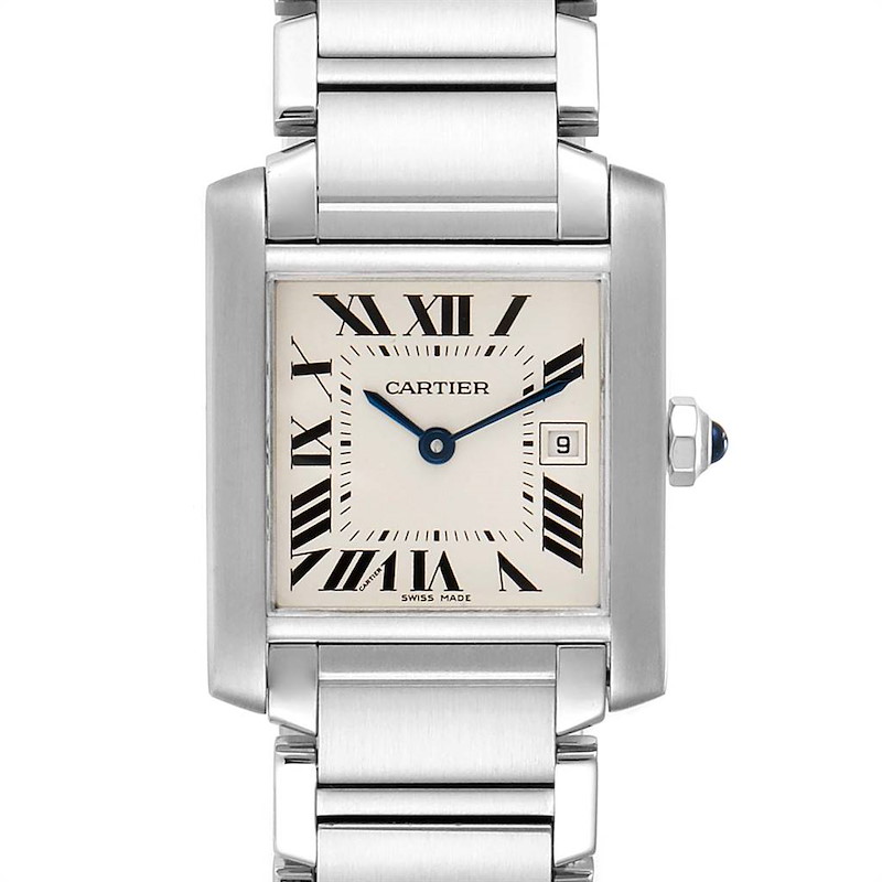 Cartier Tank Francaise Midsize Silver Dial Ladies Watch W51011Q3 Box SwissWatchExpo