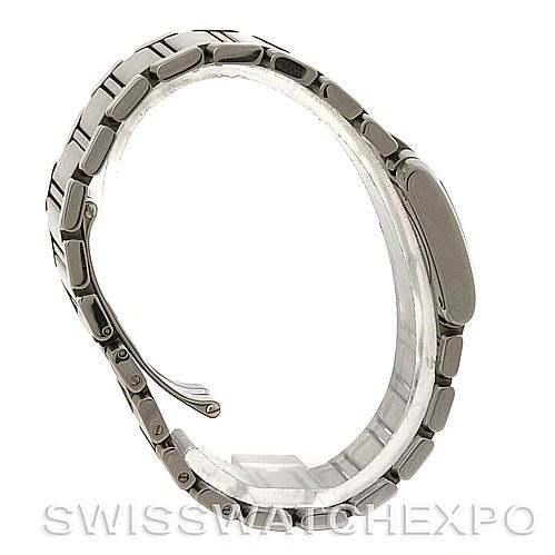 Side view of the Cartier Tank Francaise W51008Q3 Women's Stainless Steel White Dial W51008Q3 Women's Stainless Steel White Dial watch showcasing the bracelet and clasp mechanism.