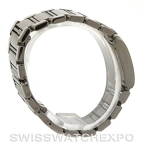 The image shows the side view of a Cartier Tank Francaise W51008Q3 Women's Stainless Steel Silver Dial W51008Q3 Women's Stainless Steel Silver Dial watch, focusing on its bracelet and clasp.