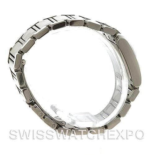The image shows a side view of the bracelet and case of a Cartier Tank Francaise W51008Q3 Women
s Stainless Steel Silver Dial W51008Q3 Women
s Stainless Steel Silver Dial watch.