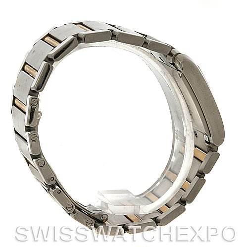 This image shows the side view of the bracelet of a Tank Francaise watch by Cartier, focusing on the clasp and links.