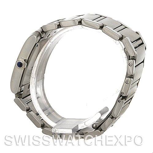 This image shows a side view of the bracelet and crown of the Cartier Tank Francaise W51011Q3 Women's Stainless Steel Silver Dial W51011Q3 Women's Stainless Steel Silver Dial model watch.