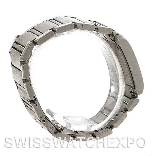 This image shows a side view of the bracelet and clasp of a Cartier Tank Francaise W51011Q3 Women's Stainless Steel Silver Dial W51011Q3 Women's Stainless Steel Silver Dial watch.