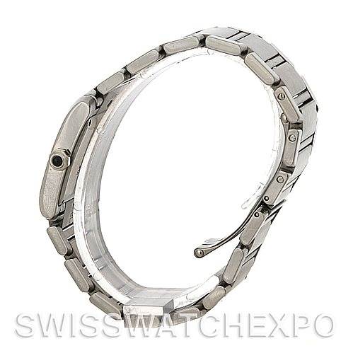 This image shows a side view of the Cartier Tank Française watch, focusing on the bracelet and side profile of the case.