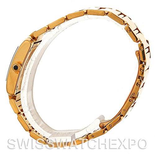 The image shows a side profile view of a Cartier Tank Française watch, focusing on the bracelet and side of the case.