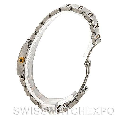 The image shows a side view of the Cartier Tank Française watch, highlighting its bracelet and clasp.