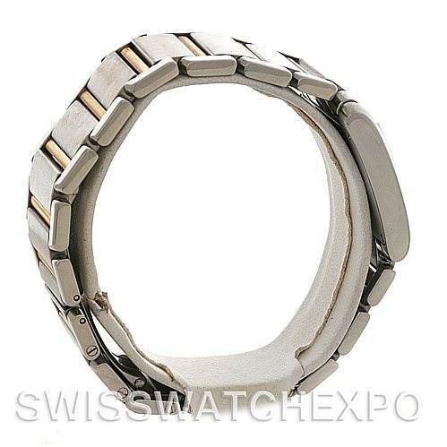 The image shows a side view of the strap of a Cartier Tank Francaise Women's Steel and Gold (two tone) Silver Dial Women's Steel and Gold (two tone) Silver Dial watch, with its metal links visible.