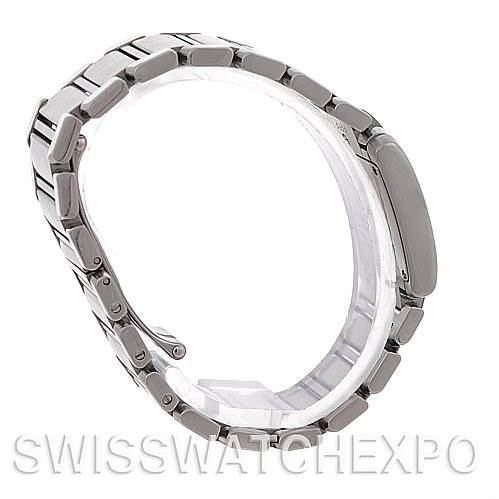 This image shows the side view of the band and case of a Cartier Tank Française watch.