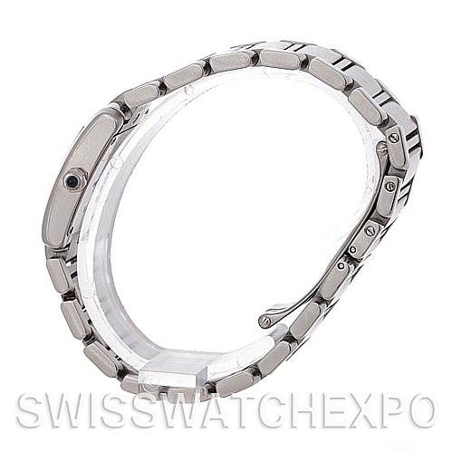 The image shows a side profile of the Cartier Tank Francaise W51008Q3 Women's Stainless Steel White Dial W51008Q3 Women's Stainless Steel White Dial watch, displaying its bracelet and crown.