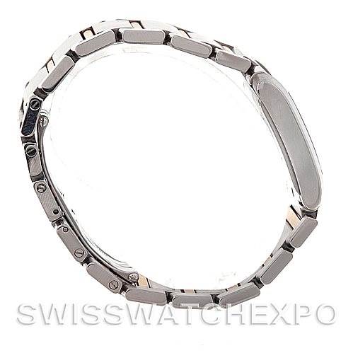 The image shows the side view of the bracelet and case of a Cartier Tank Française watch.