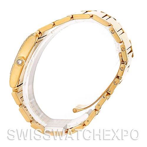 The image shows a side view of the gold bracelet and clasp of a Cartier Tank Francaise WE1017R8 Women's Yellow Gold Silver Dial WE1017R8 Women's Yellow Gold Silver Dial watch.
