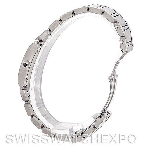 The image shows a side view of the Cartier Tank Francaise W51008Q3 Women's Stainless Steel White Dial W51008Q3 Women's Stainless Steel White Dial watch, focusing on the bracelet and clasp.