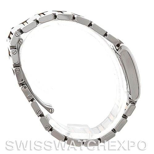 This image shows a side profile of the band and case of a Cartier Tank Francaise W51007Q4 Women's Steel and Gold (two tone) Silver Dial W51007Q4 Women's Steel and Gold (two tone) Silver Dial watch.