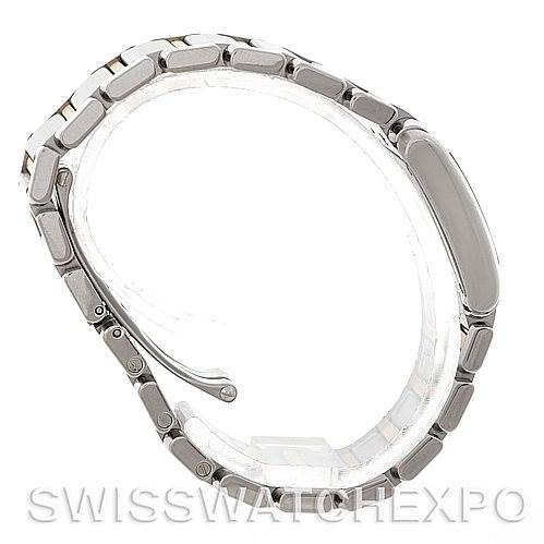 The image shows the side view of the bracelet and the clasp of a Cartier Tank Francaise W51007Q4 Women's Steel and Gold (two tone) Silver Dial W51007Q4 Women's Steel and Gold (two tone) Silver Dial watch.