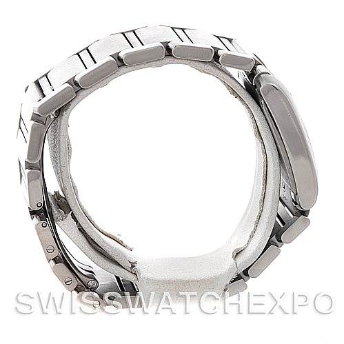 The image shows the side profile of a Cartier Tank Francaise W51011Q3 Women's Stainless Steel Silver Dial W51011Q3 Women's Stainless Steel Silver Dial model watch with emphasis on the bracelet and clasp.