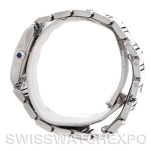 This image shows the side view of a Tank Francaise model by Cartier, highlighting the bracelet and case.