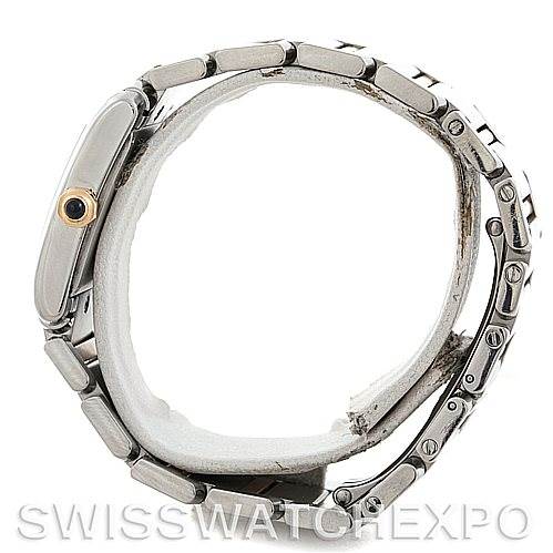 This image of a Cartier Tank Francaise W51012Q4 Women's Steel and Gold (two tone) Silver Dial W51012Q4 Women's Steel and Gold (two tone) Silver Dial watch shows a side view, highlighting the band and the side profile of the case.