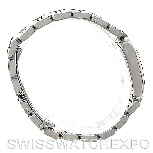 This image shows a Cartier Tank Francaise W51028Q3 Women's Stainless Steel Mother of Pearl Dial W51028Q3 Women's Stainless Steel Mother of Pearl Dial watch photographed from the side, highlighting the bracelet and side of the case.