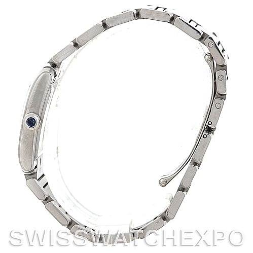 The image shows a side view of the Cartier Tank Francaise W51011Q3 Women's Stainless Steel Silver Dial W51011Q3 Women's Stainless Steel Silver Dial, highlighting the bracelet and side profile with the crown.