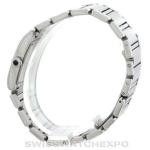 The image shows a side view of a Cartier Tank Francaise W51011Q3 Women's Stainless Steel Silver Dial W51011Q3 Women's Stainless Steel Silver Dial watch, focusing on the bracelet and profile of the case.