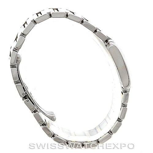 The image shows a side view of the bracelet for a Cartier Tank Francaise W51007Q4 Steel and Gold (two tone) Silver Dial W51007Q4 Steel and Gold (two tone) Silver Dial watch, highlighting its links and clasp.