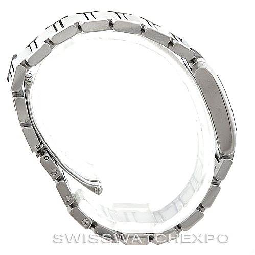 This image shows the side and bracelet of a Cartier Tank Francaise W51008Q3 Women's Stainless Steel Silver Dial W51008Q3 Women's Stainless Steel Silver Dial watch, highlighting the metal links and clasp.