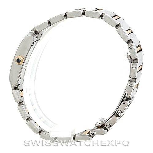 This image shows a Cartier Tank Francaise W51007Q4 Women's Steel and Gold (two tone) Silver Dial W51007Q4 Women's Steel and Gold (two tone) Silver Dial watch from a side angle, displaying the bracelet and case profile.