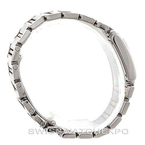 This image shows a side view of the Cartier Tank Francaise W51007Q4 Women's Steel and Gold (two tone) Silver Dial W51007Q4 Women's Steel and Gold (two tone) Silver Dial, highlighting its bracelet and case profile.