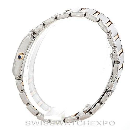 The image shows a side view of the Cartier Tank Francaise W51007Q4 Women's Steel and Gold (two tone) Silver Dial W51007Q4 Women's Steel and Gold (two tone) Silver Dial watch, highlighting the bracelet and crown.
