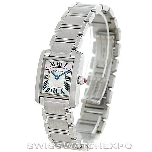Cartier Tank Francaise Pink Mother of Pearl Watch W51028Q3 SwissWatchExpo