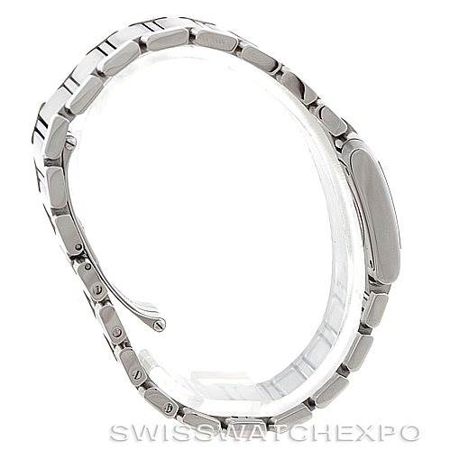 The image shows a side view of the band and case of a Cartier Tank Française watch.