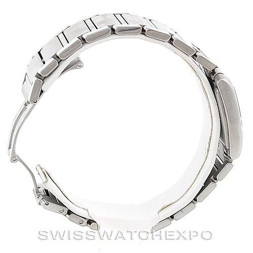 The image shows a side view of the Cartier Tank Francaise W51011Q3 Women's Stainless Steel Silver Dial W51011Q3 Women's Stainless Steel Silver Dial watch, focusing on the bracelet and clasp.