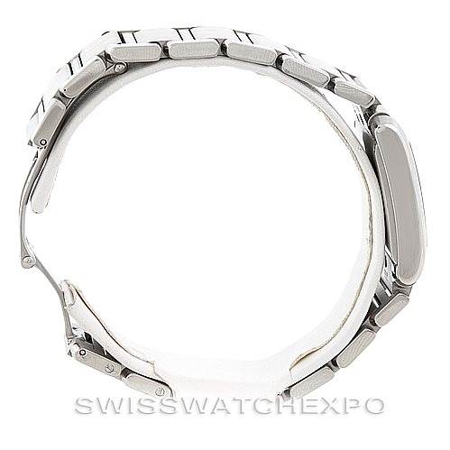 The image shows a side view of the Cartier Tank Francaise W51011Q3 Women's Stainless Steel Silver Dial W51011Q3 Women's Stainless Steel Silver Dial watch, focusing on the bracelet and clasp.