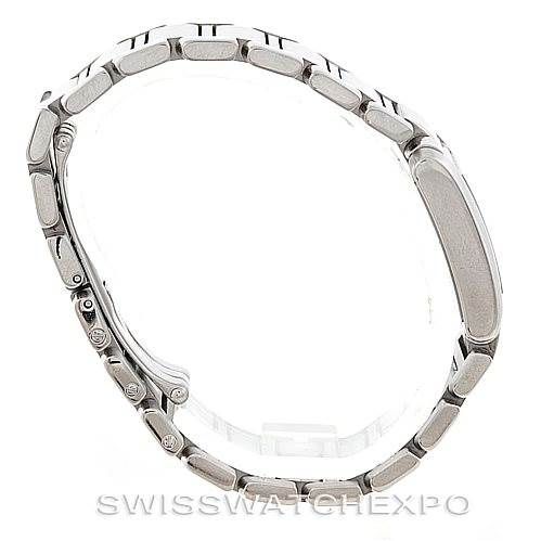 This image shows a side profile of the Cartier Tank Francaise W51008Q3 Women's Stainless Steel Silver Dial W51008Q3 Women's Stainless Steel Silver Dial watch, highlighting the bracelet and side view of the case.