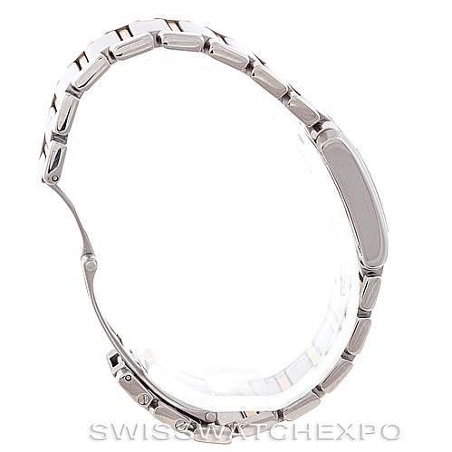 The image shows the side view of a Cartier Tank Francaise W51007Q4 Women's Steel and Gold (two tone) Silver Dial W51007Q4 Women's Steel and Gold (two tone) Silver Dial watch, primarily displaying the metal bracelet and clasp.