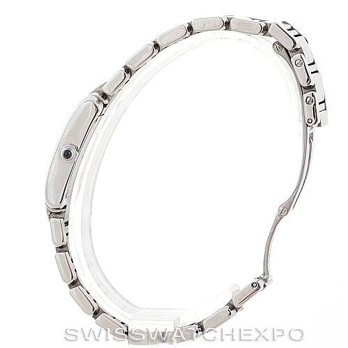 This image shows the Cartier Tank Francaise W51008Q3 Women's Stainless Steel Silver Dial W51008Q3 Women's Stainless Steel Silver Dial watch viewed from the side, highlighting the profile of the bracelet and case.