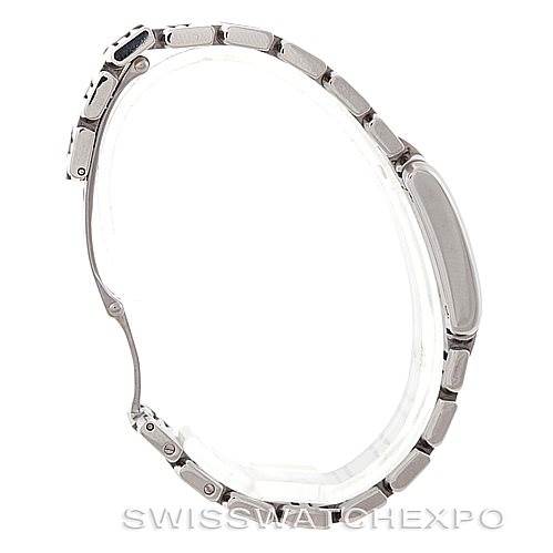 This image shows a side view of the Cartier Tank Francaise W51008Q3 Women's Stainless Steel Silver Dial W51008Q3 Women's Stainless Steel Silver Dial watch including its bracelet and clasp.