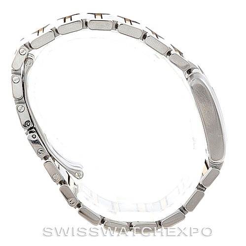 The image displays a side view of a Cartier Tank Francaise W51007Q4 Women's Steel and Gold (two tone) Silver Dial W51007Q4 Women's Steel and Gold (two tone) Silver Dial watch, highlighting the bracelet and side profile of the case.