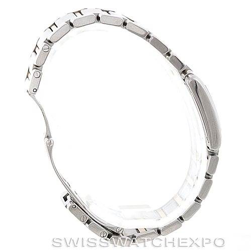 This image shows a side view of the Cartier Tank Francaise W51007Q4 Women's Steel and Gold (two tone) Silver Dial W51007Q4 Women's Steel and Gold (two tone) Silver Dial watch, highlighting its bracelet and case.