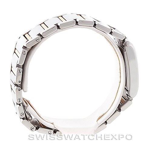 The image shows a side view of the Cartier Tank Francaise W51012Q4 Women's Steel and Gold (two tone) Silver Dial W51012Q4 Women's Steel and Gold (two tone) Silver Dial watch, focusing on the bracelet and the side of the case.