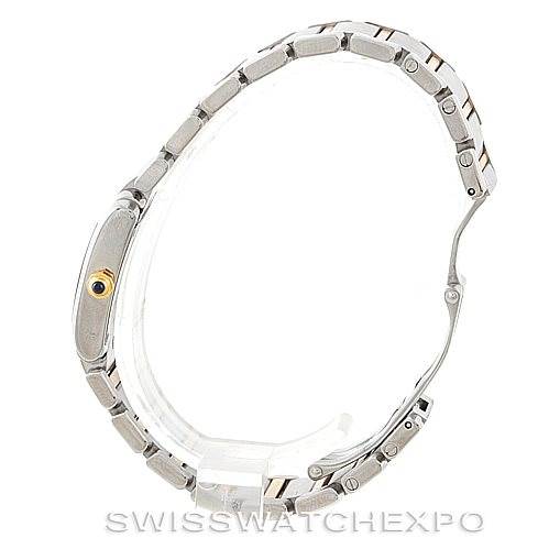The image shows a side view of the Cartier Tank Francaise W51007Q4 Women's Steel and Gold (two tone) Silver Dial W51007Q4 Women's Steel and Gold (two tone) Silver Dial watch, highlighting its bracelet and profile.