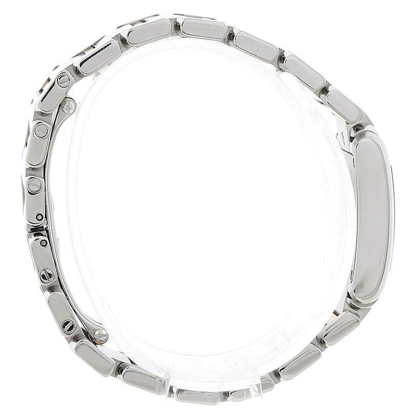 The image shows a side view of the Cartier Tank Francaise W51007Q4 Women's Steel and Gold (two tone) Silver Dial W51007Q4 Women's Steel and Gold (two tone) Silver Dial watch, highlighting its metal bracelet links and side profile.