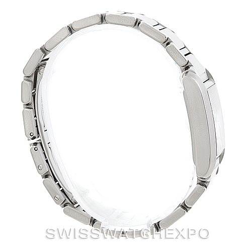 The image shows a side profile of a Cartier Tank Francaise W51011Q3 Women's Stainless Steel Silver Dial W51011Q3 Women's Stainless Steel Silver Dial watch, highlighting its metal bracelet and the side of the case.